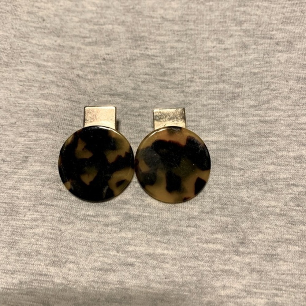 Tortoise Shell Gold Earrings - Picture 1 of 1